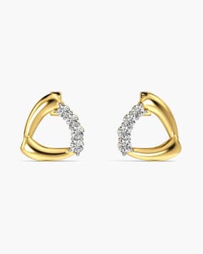 moena Women Yellow Gold Open Heart Lab-Grown Diamond Stud Earrings-picture-10
