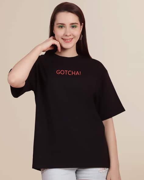 Fabflee X AG Women Typographic Print Regular Fit Crew-Neck T-Shirt