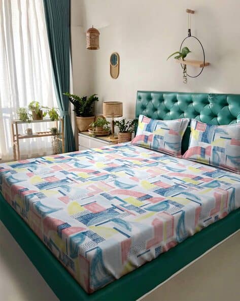 Rosarahome Abstract 1 Queen Bedsheet with 2 Pillow Covers