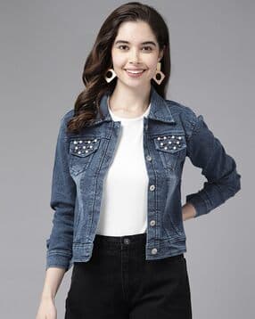 leia Women Regular Fit Denim Jacket with Flap Pockets-picture-14