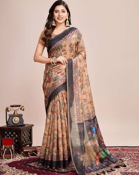 Nyrika Woven Saree with Contrast Border