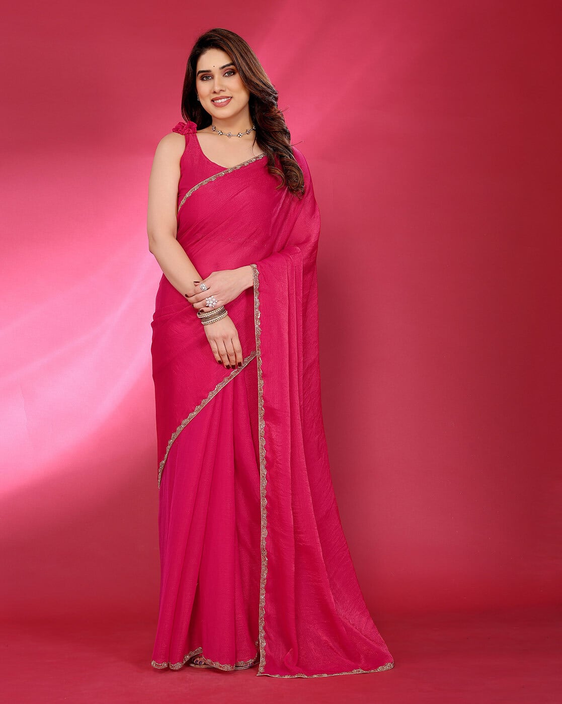 Fashionfricks Saree with Embellished Border For Women (Multi, OS)