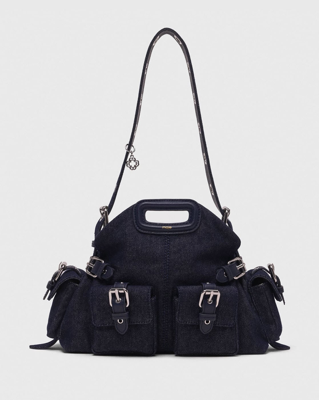 Buy Maje Women Miss M Pockets Denim Shoulder Bag Navy Blue Color