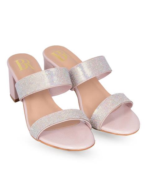 BELLA ROSA Women Embellished Regular Fit Chunky Heeled Sandals