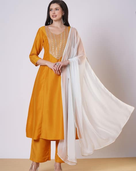 ANNI DESIGNER Women Embroidered A-Line Kurta Set