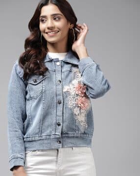 leia Women Embroidered Regular Fit Denim Jacket-picture-34