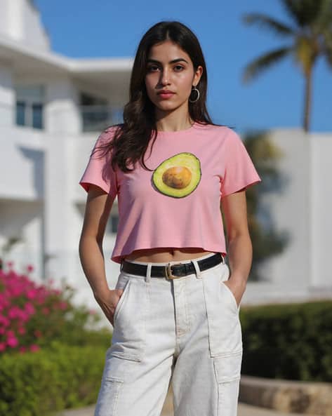 Buda Jeans Co Women Graphic Print Fitted Round-Neck Cotton T-Shirt