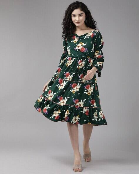 LEIA Women Floral Print Fit & Flare Dress