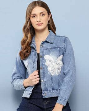 leia Women Embroidered Regular Fit Denim Jacket-picture-39