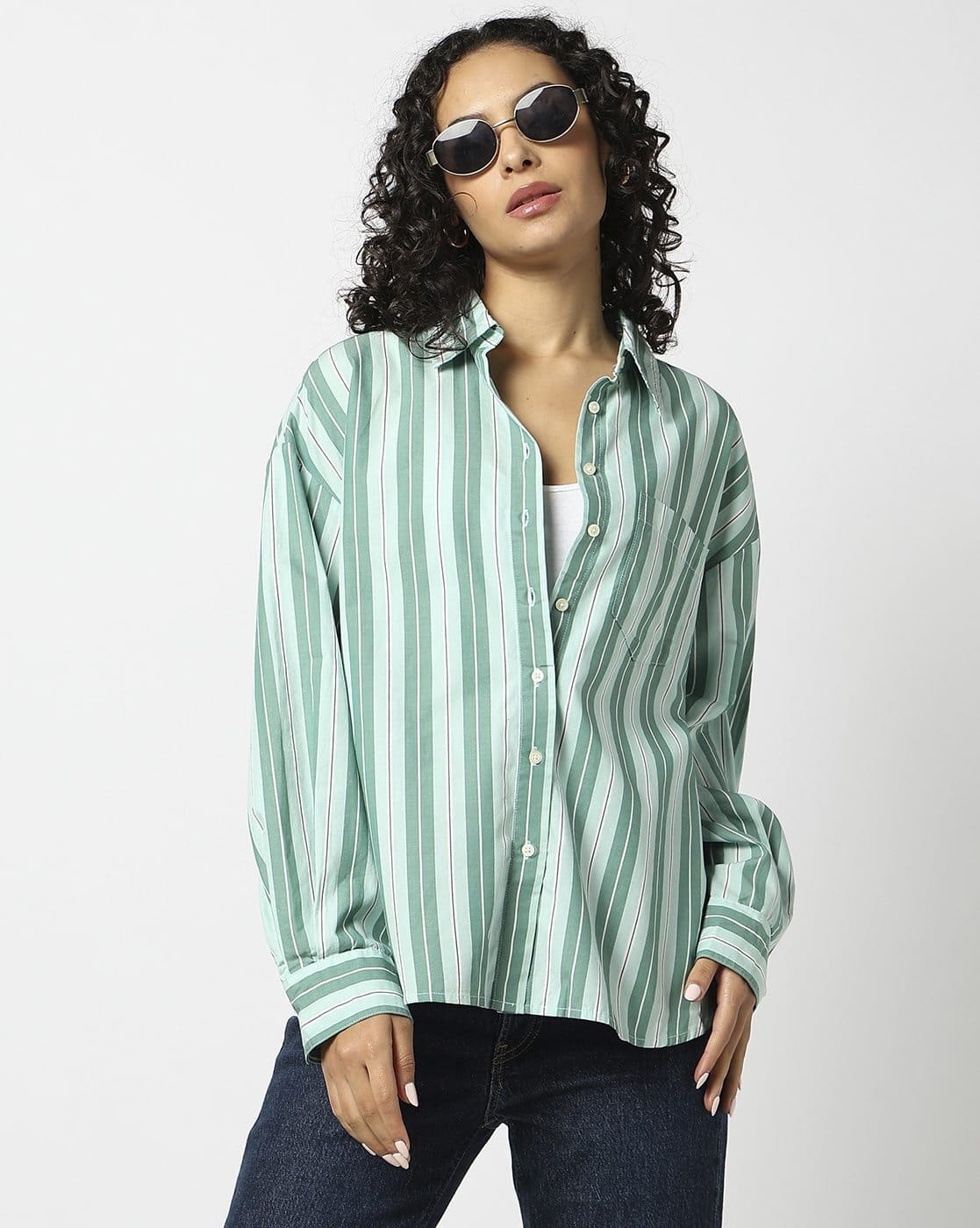 Women Striped Loose Fit Full Sleeves Shirt