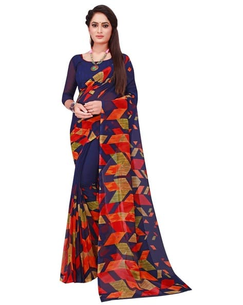 Nyrika Women Geometric Print Georgette Saree