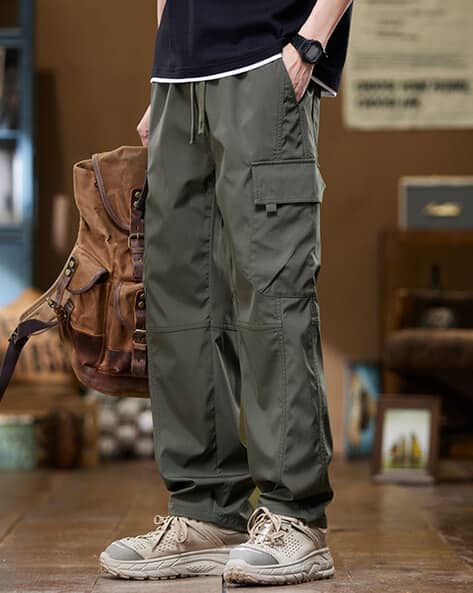 Trousers Mens Jeans With Drawstring Waist Men Relaxed Fit Cargo
