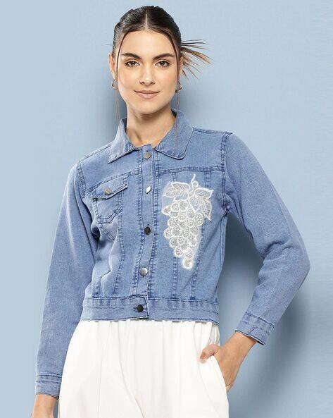 LEIA Women Embroidered Regular Fit Denim Jacket