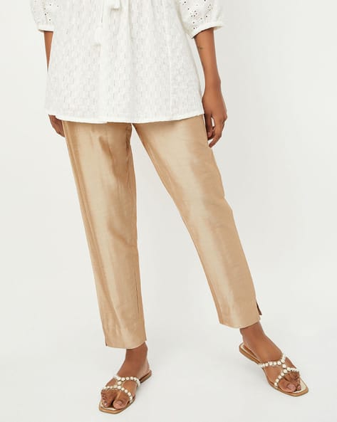 Women Metallic Straight Pants