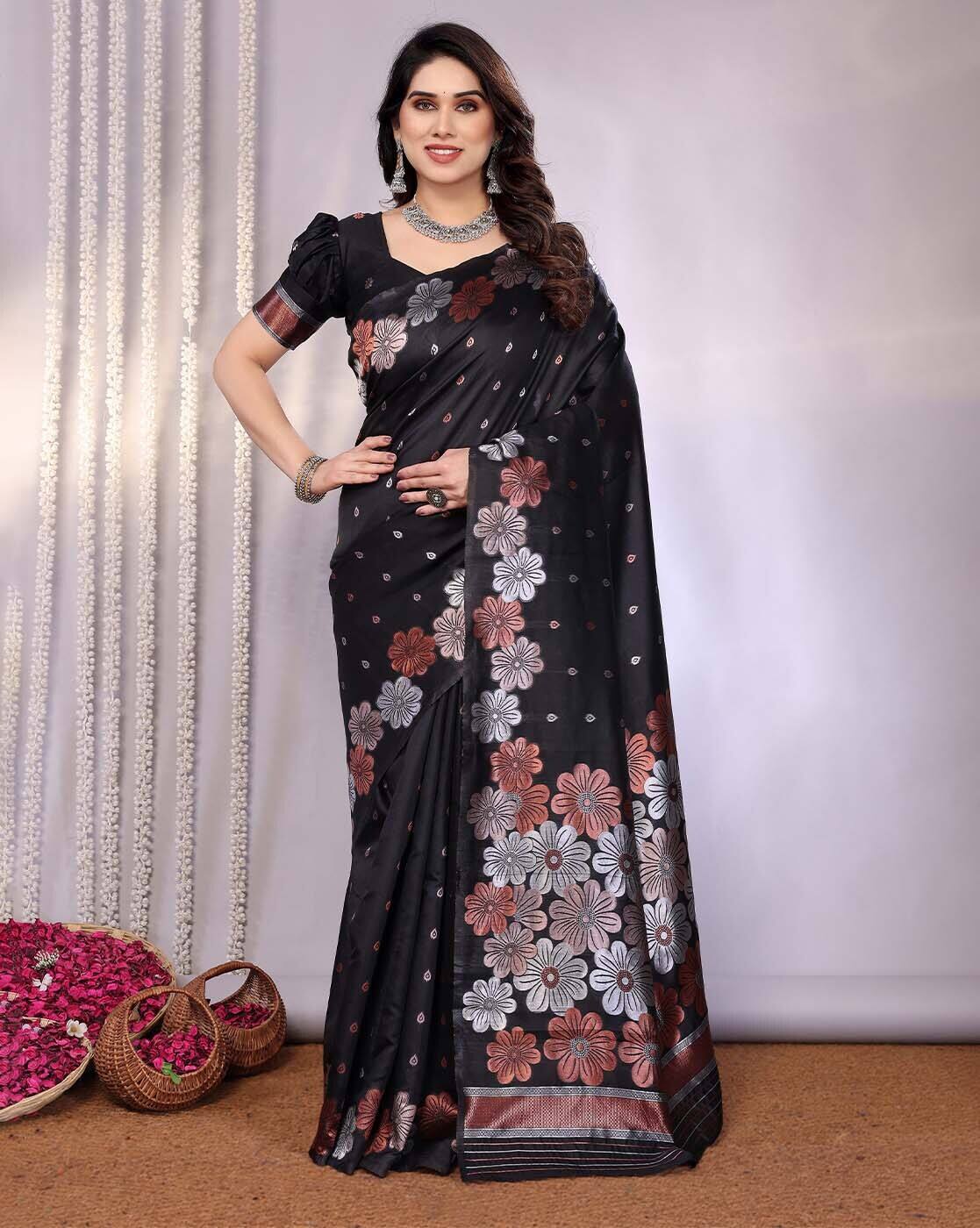 Fashionfricks Floral Print Saree For Women (Multi, OS)