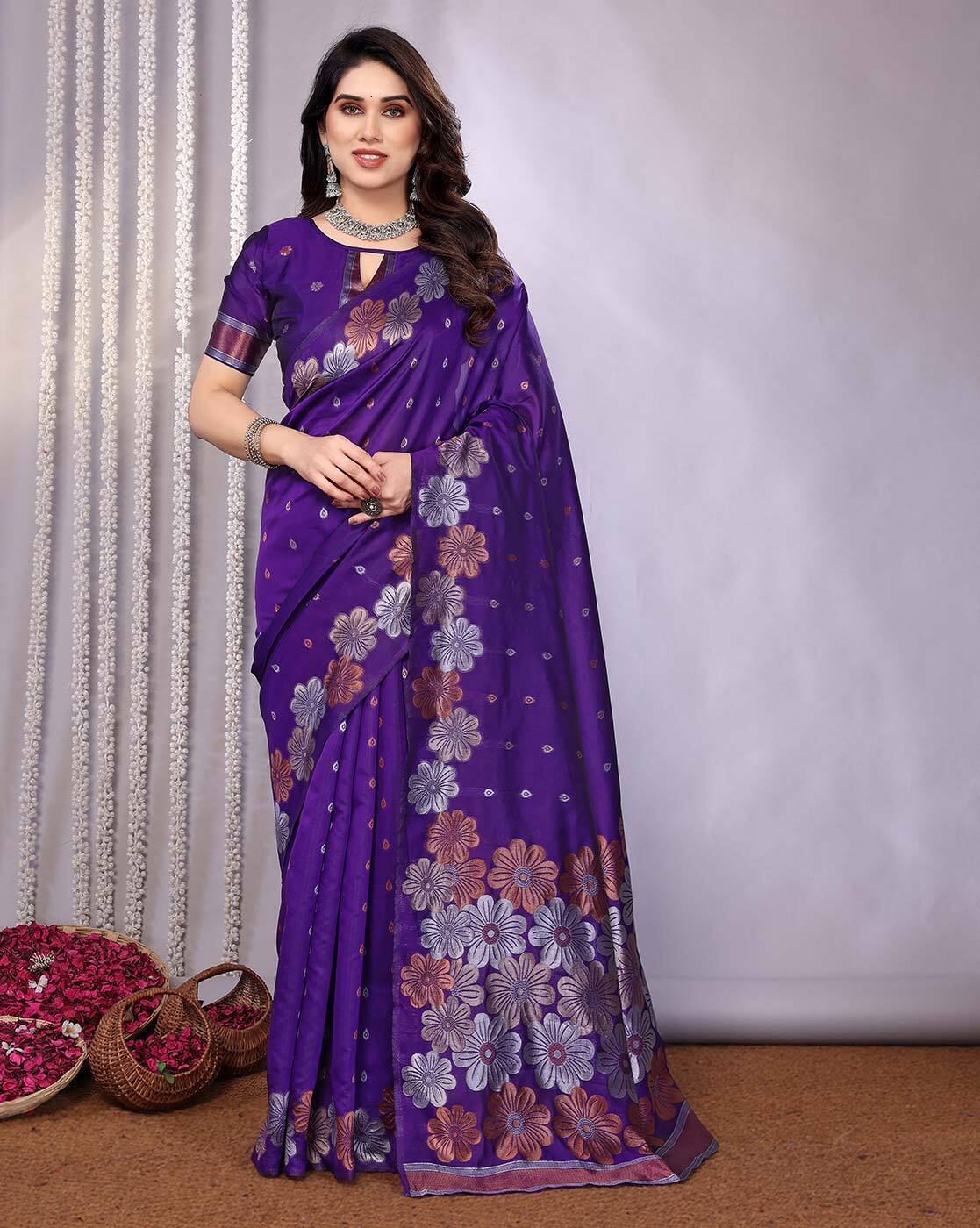 Fashionfricks Floral Print Saree For Women (Multi, OS)