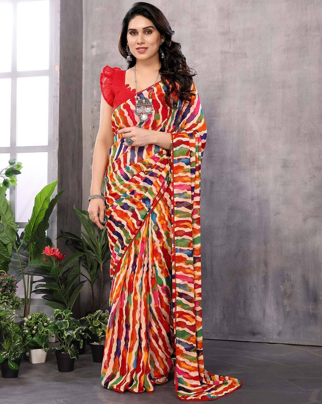 Fashionfricks Printed Pre-Stitched Saree For Women (Multi, OS)