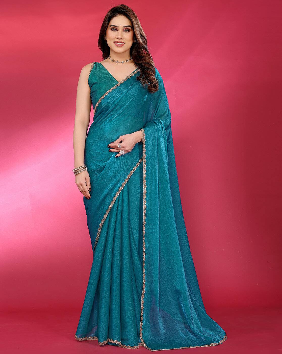 Fashionfricks Saree with Embellished Border For Women (Multi, OS)