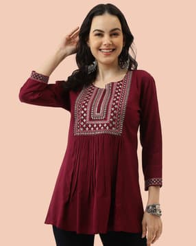 jhanvi designer studio Women Embroidered Regular Fit Top-picture-19