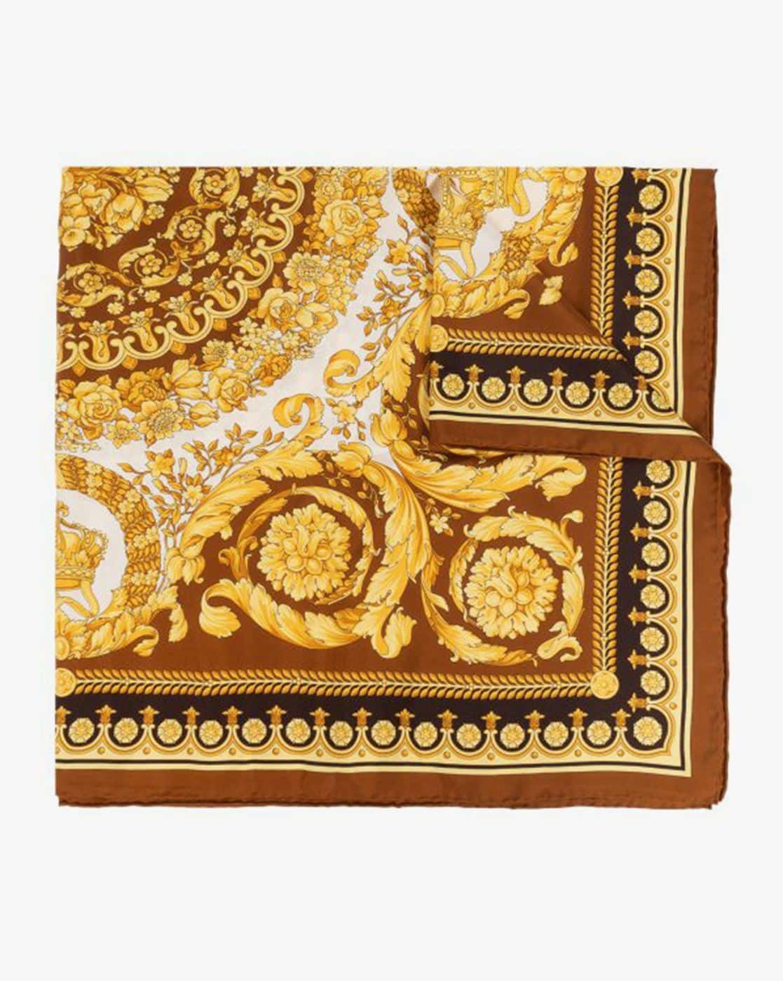 Buy VERSACE Barocco Large Silk Foulard | Brown Color Men | AJIO LUXE