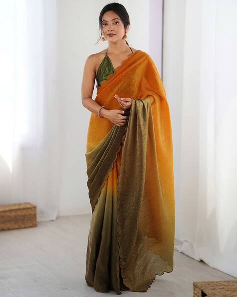 Ri-wah Women Design Tassels and Latkans Ethnic Motif Traditional Saree
