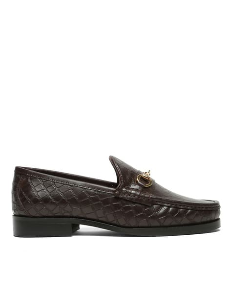 TEAKWOOD LEATHERS Men Croc Pattern Slip-On Loafers