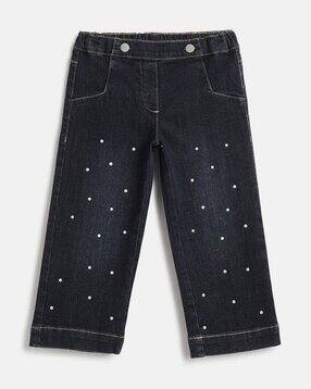 Girls Embellished Straight Jeans-image-4