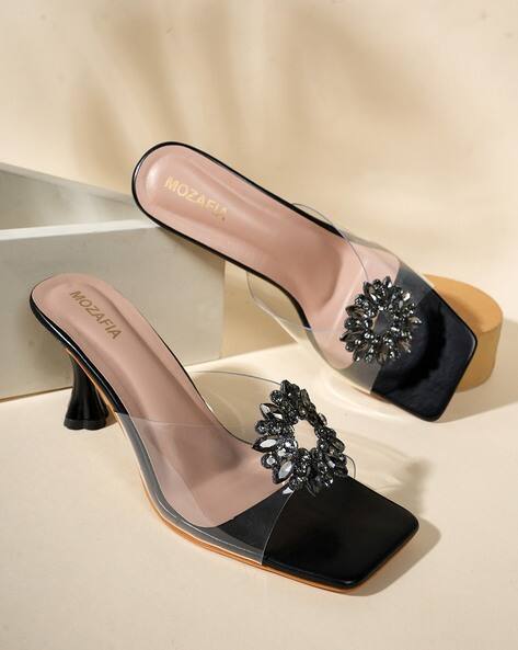 MOZAFIA Women Embellished Open-Toe Cone-Heeled Sandals