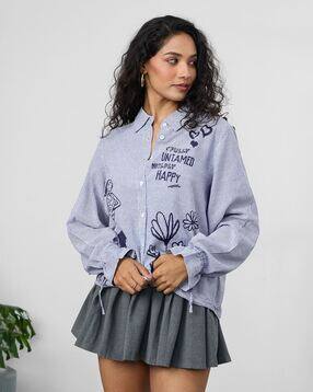 the souled store Women Regular Fit Shirt with Spread Collar-picture-11