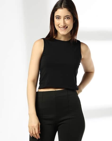 Buy MAX Women Cotton Round Neck Crop ... Online | Ajio.com