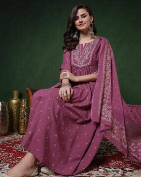 gulmohar jaipur Women Printed Flared Kurta Suit Set -picture-12