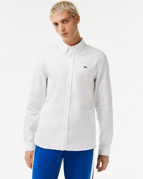 Mens Shirts Lacoste Slim Fit White Shirt Lacoste Men Slim Fit