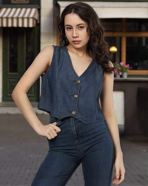 Women Loose Fit Denim Top