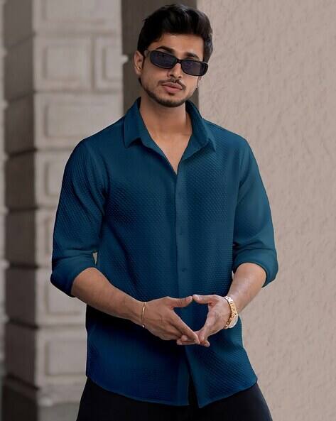 Men Self-Design Regular Fit Shirt