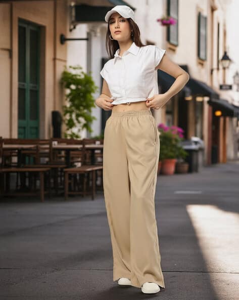 Buda Jeans Co Women Wide-Leg Flat-Front Trousers