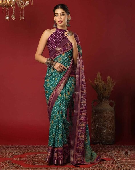 Women Georgette Traditional Saree with Blouse Piece