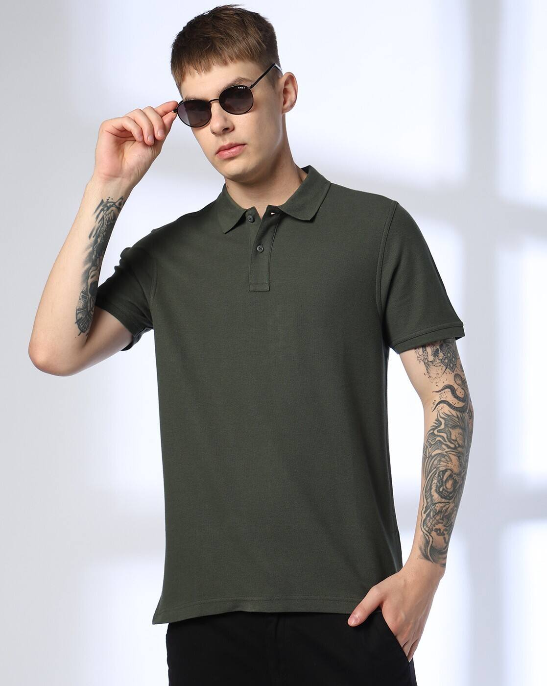 Netplay NETPLAY Men Slim Fit Polo T-Shirt For Men (Olive, XL) - PaisaWapas