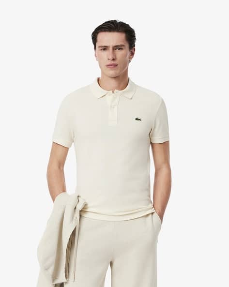 Men Slim Fit Polo T-Shirt with Spread Collar