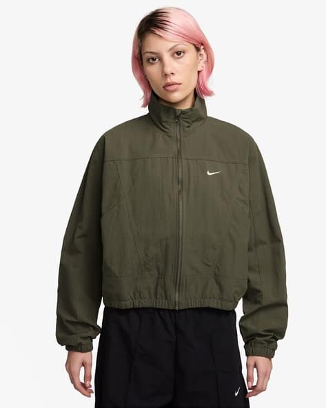 olive green nike windbreaker womens