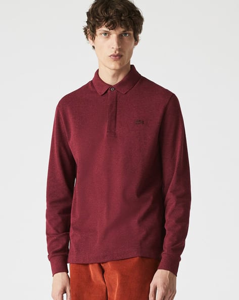 Mens Long Sleeve Lacoste Paris Classic Fit Polo Shirt Stretch