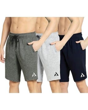 kart black Men Pack of 3 Regular Fit Knit Shorts-picture-31