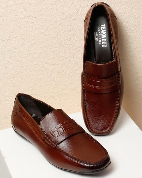 TEAKWOOD LEATHERS Men Round-Toe Slip-On Loafers