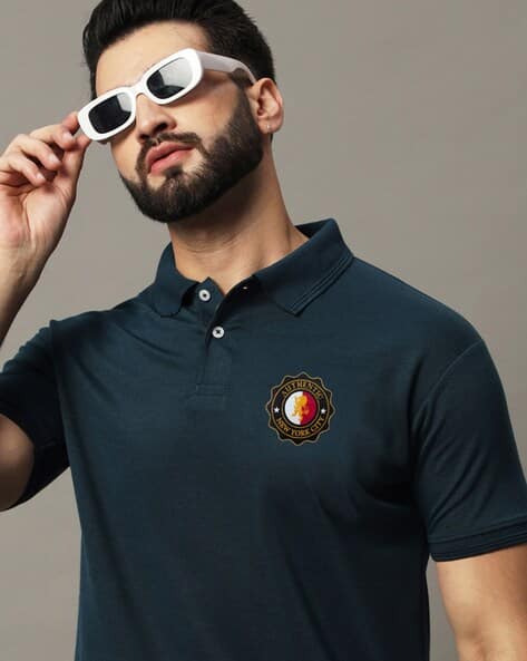 Alpha Tribe Men Graphic Print Regular Fit Polo T-Shirt