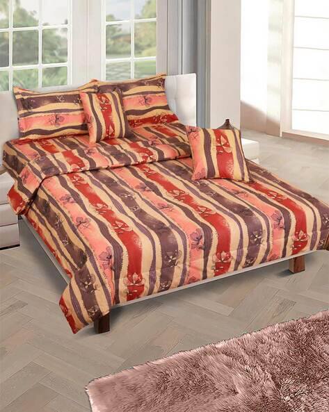 Homely By Romee Floral Printed Queen Size Bedsheet & Comforter Set with Pillow Covers
