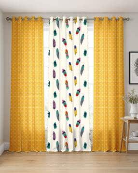 Pack of 3 Cotton Printed Curtains with Eyelets-image-14