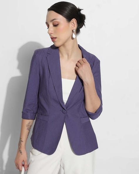 Women Single Breated Blazer with Welt Pockets