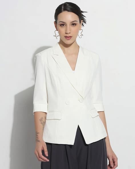 Women Double Breated Blazer with Full Sleeves