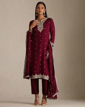 Women Embroidered Straight Kurta Set with Dupatta-image-27