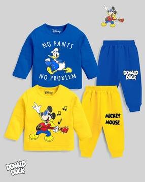 Infants Pack of 2 Mickey Mouse Print T-Shirts & Joggers Sets-image-0