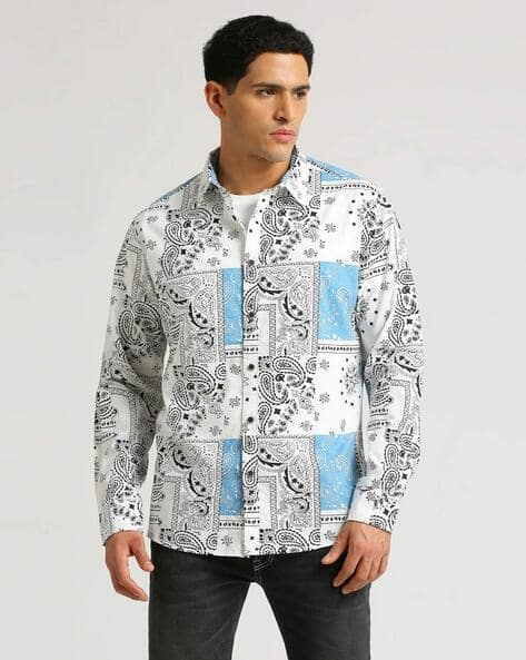 Pepe Jeans Men Paisley Print Regular Fit Shirt with Spread Collar